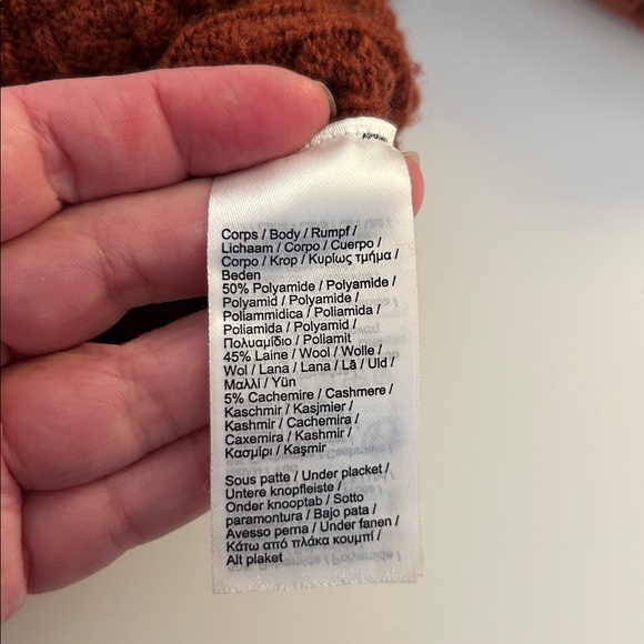 Lacoste Wool Blend Dark Rust Knit Dark Academia Preppy Fall Winter Cardigan Sz M - Picture 7 of 7